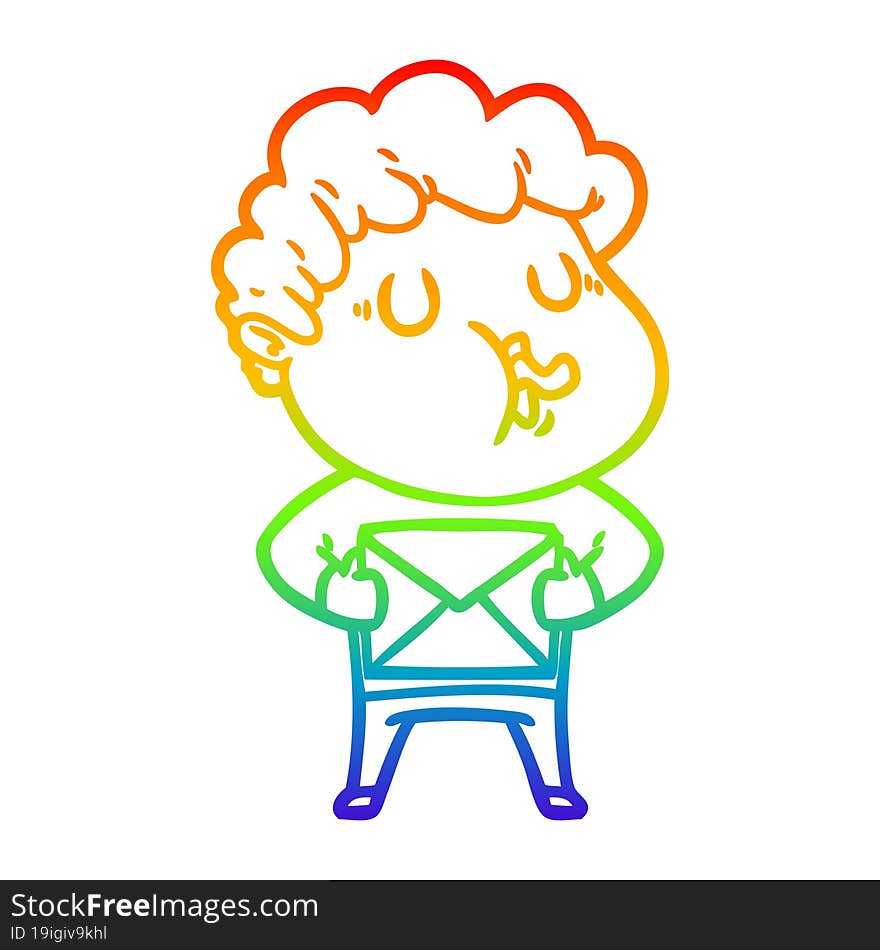 rainbow gradient line drawing cartoon man singing