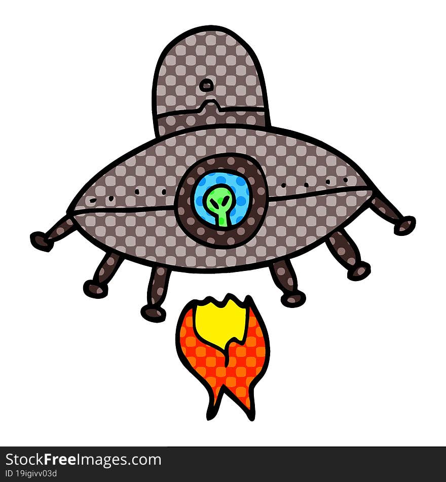 cartoon doodle alien spaceship