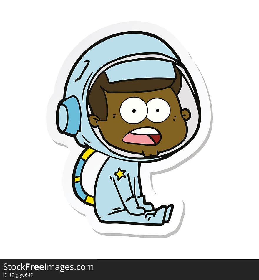 Sticker Of A Cartoon Surprised Astronaut