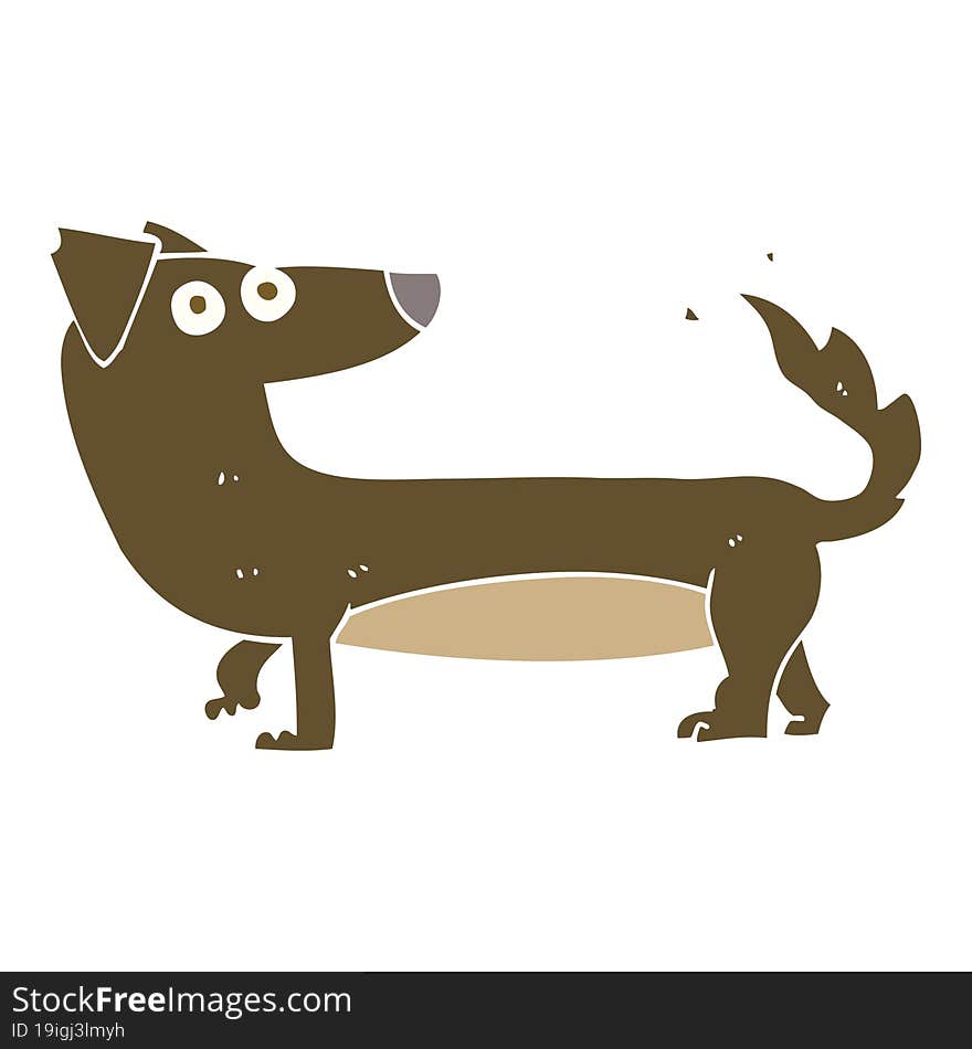 Flat Color Illustration Of A Cartoon Dog