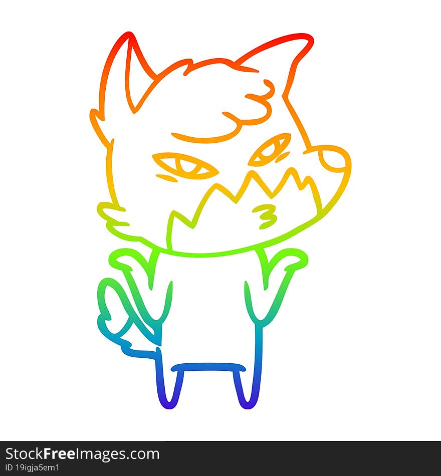 rainbow gradient line drawing clever cartoon fox