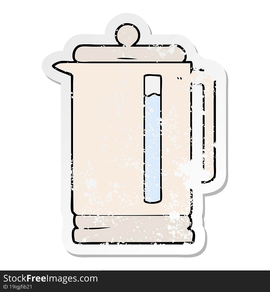 distressed sticker of a cartoon electric kettle