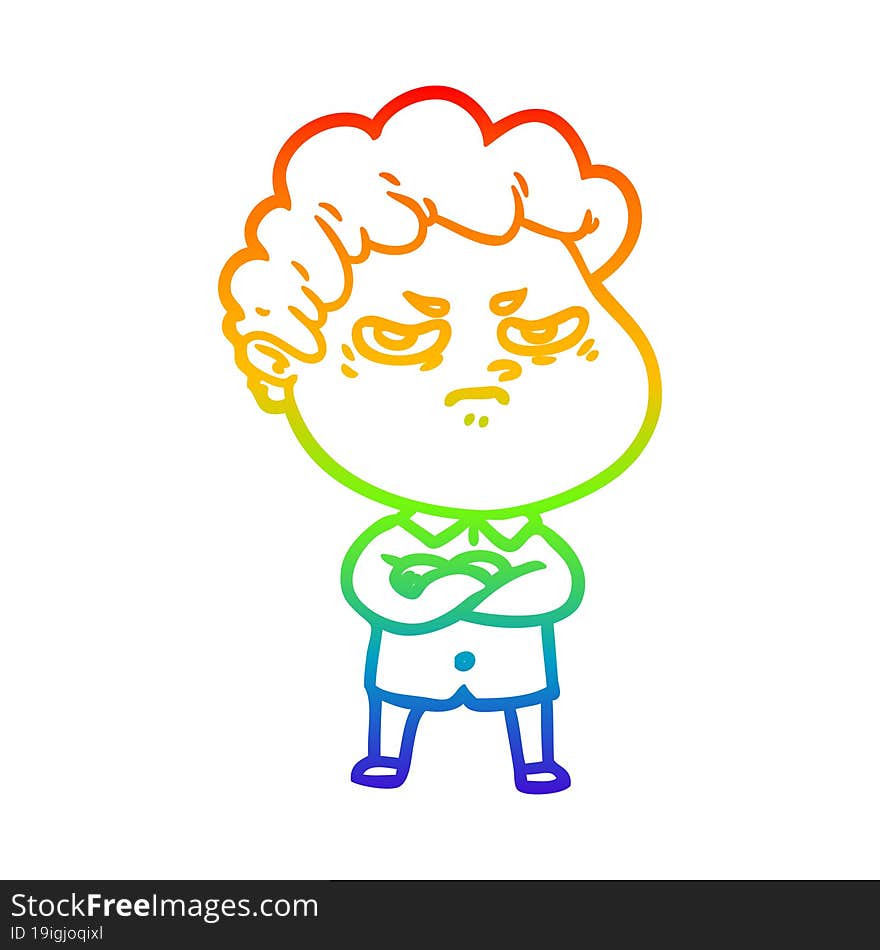 rainbow gradient line drawing cartoon angry man