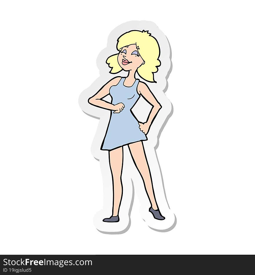 sticker of a cartoon proud woman