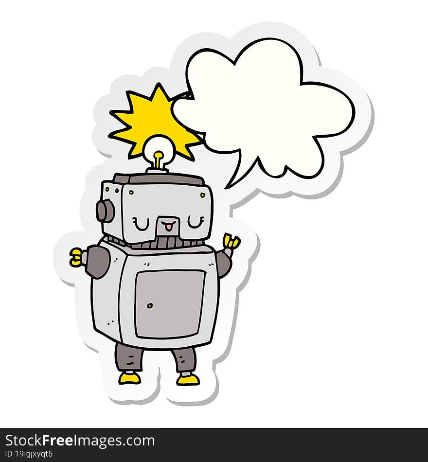 cartoon robot and speech bubble sticker