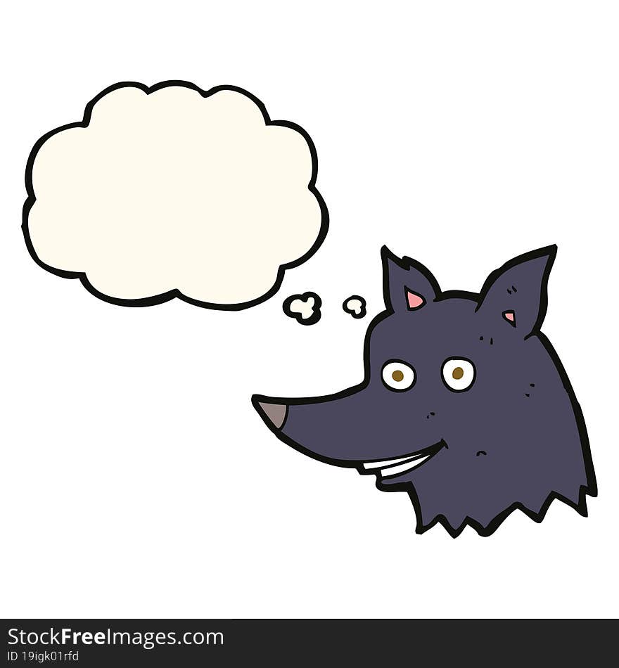 Cartoon Wolf Head With Thought Bubble