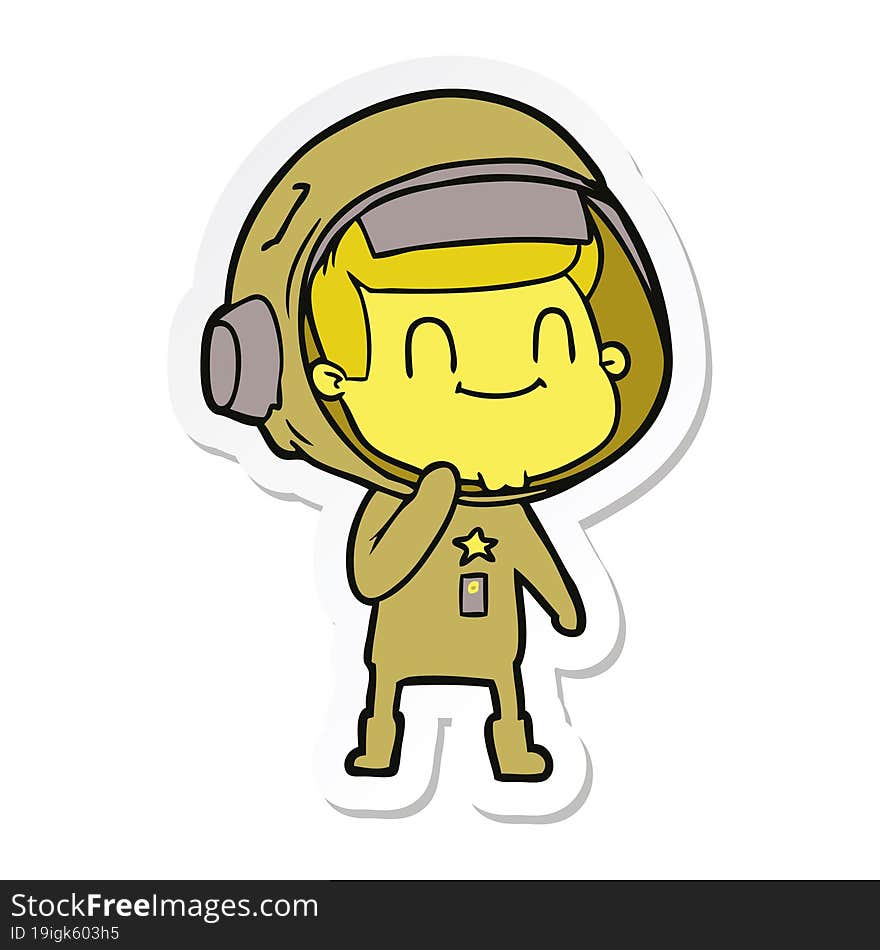 Sticker Of A Happy Cartoon Astronaut