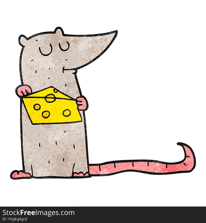 Textured Cartoon Mouse With Cheese