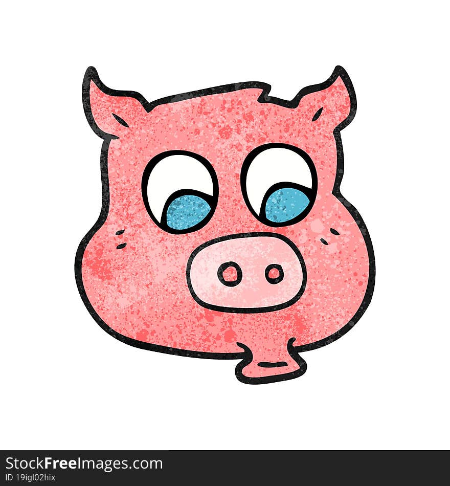 freehand textured cartoon pig