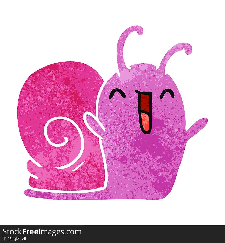 Retro Cartoon Kawaii Happy Cute Snail