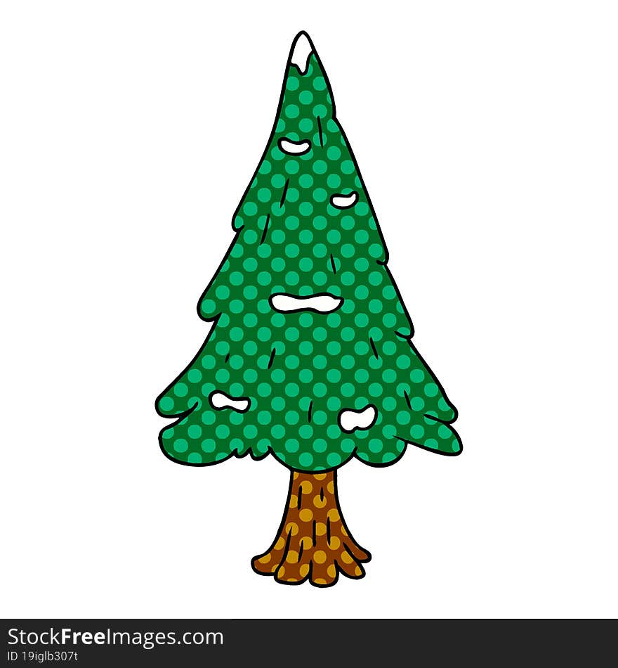 Cartoon Doodle Single Snow Covered Tree