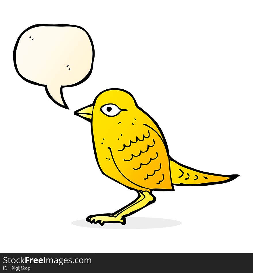 Cartoon Garden Bird With Speech Bubble