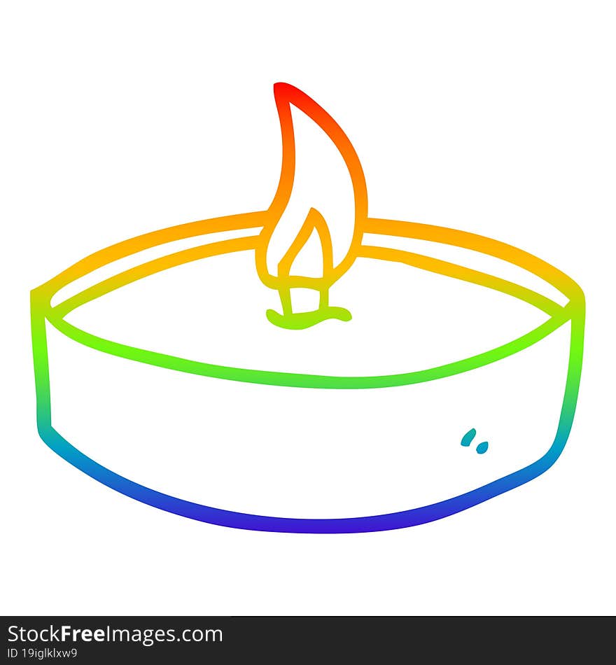 rainbow gradient line drawing of a cartoon teal light