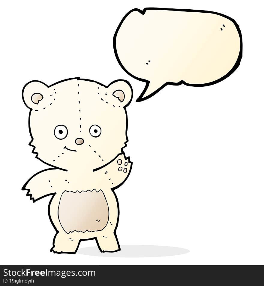 Cartoon Waving Polar Bear With Speech Bubble