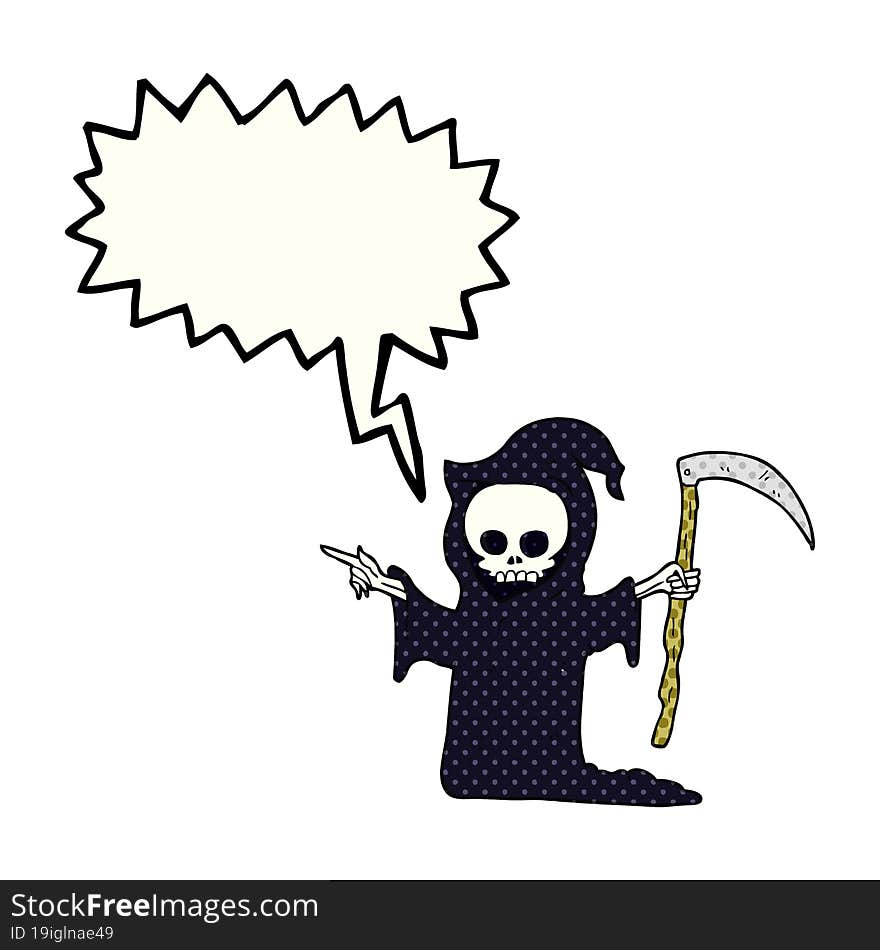 Comic Book Speech Bubble Cartoon Death With Scythe