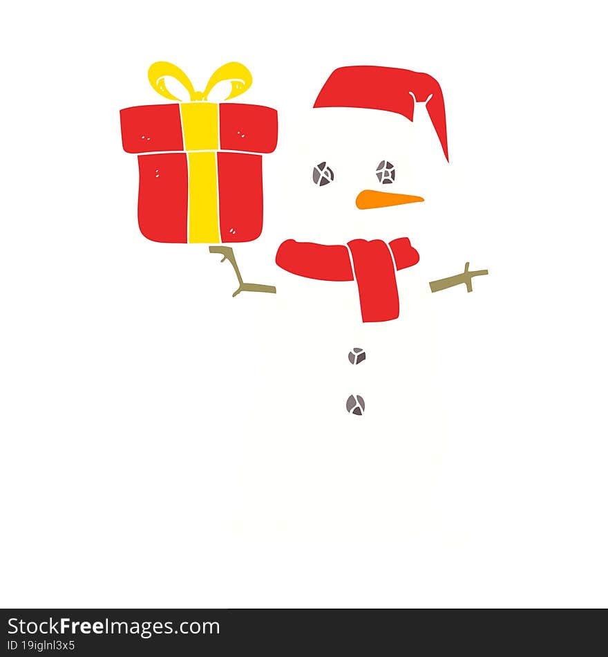 flat color illustration of snowman. flat color illustration of snowman