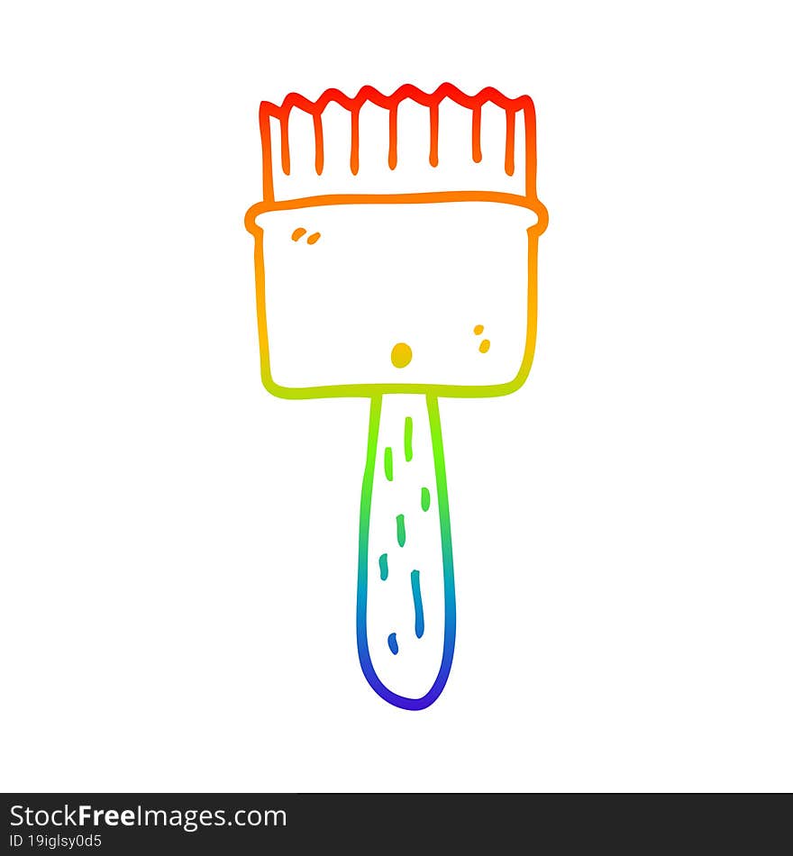 rainbow gradient line drawing of a cartoon paintbrush