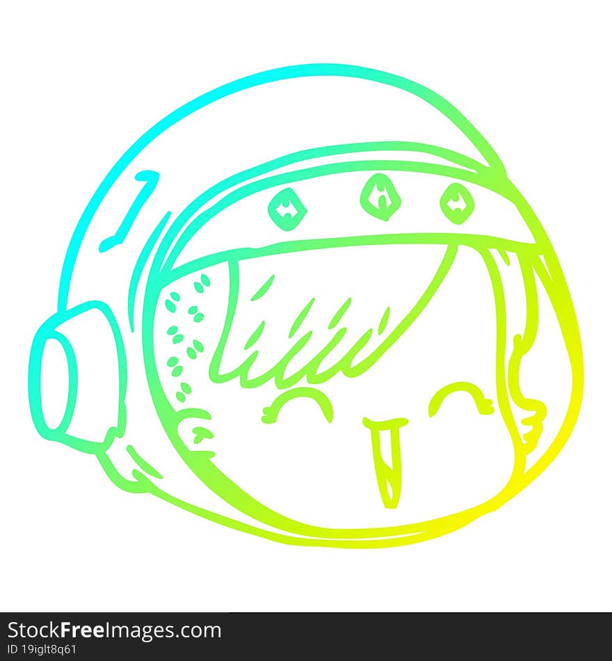 cold gradient line drawing cartoon happy astronaut face