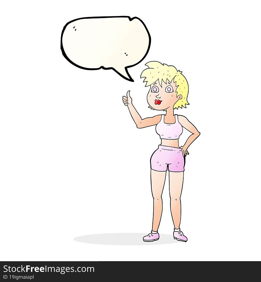 speech bubble cartoon happy gym woman