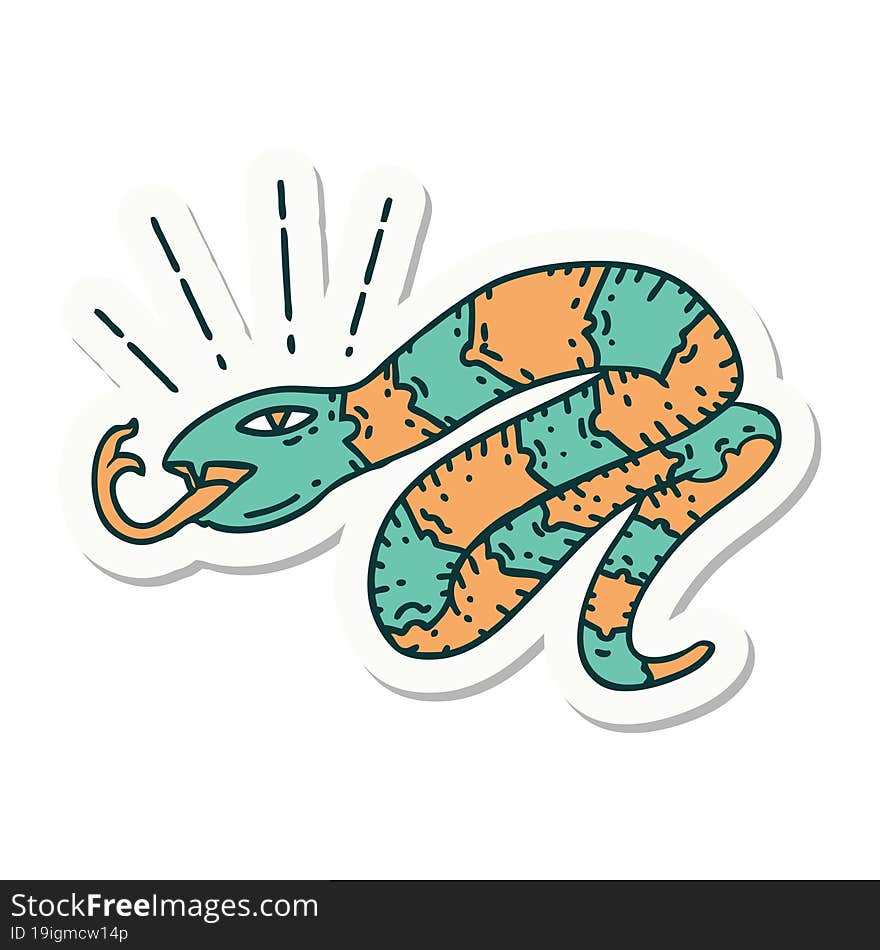 sticker of tattoo style hissing snake