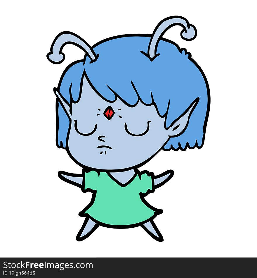 cartoon alien girl. cartoon alien girl