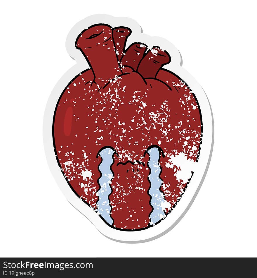 distressed sticker of a cartoon heart