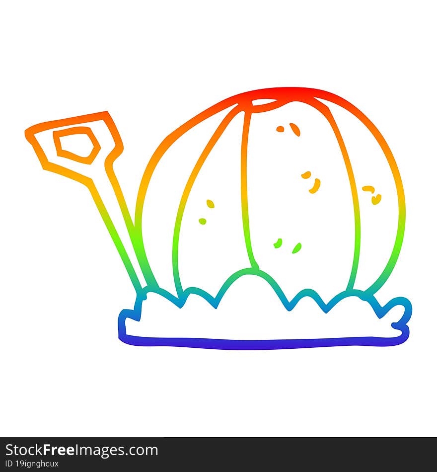 rainbow gradient line drawing of a cartoon beach ball and spade