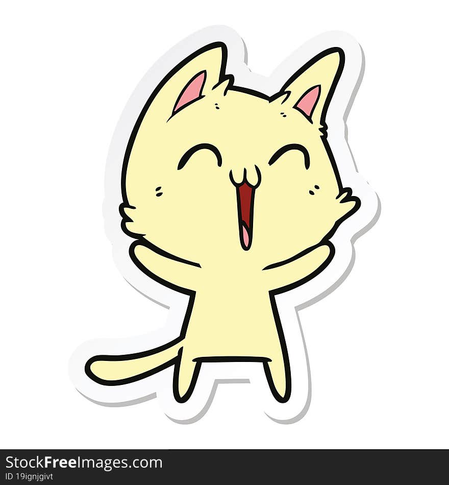 Sticker Of A Happy Cartoon Cat