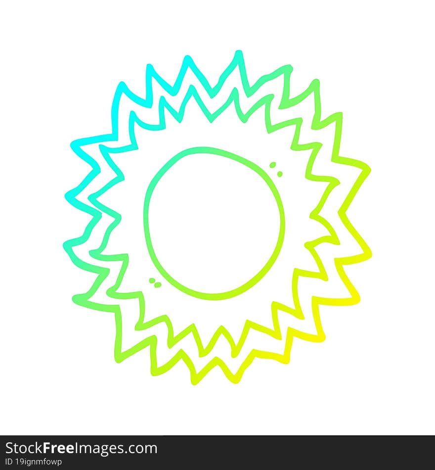 cold gradient line drawing cartoon sun