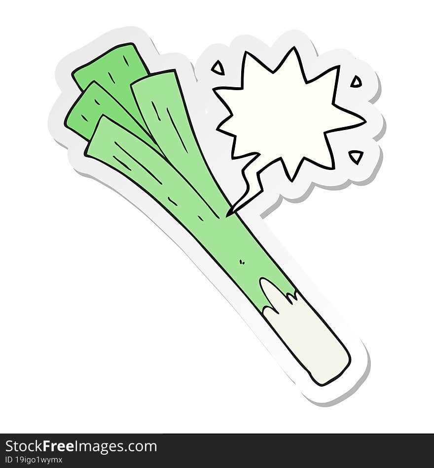 Cartoon Leeks And Speech Bubble Sticker