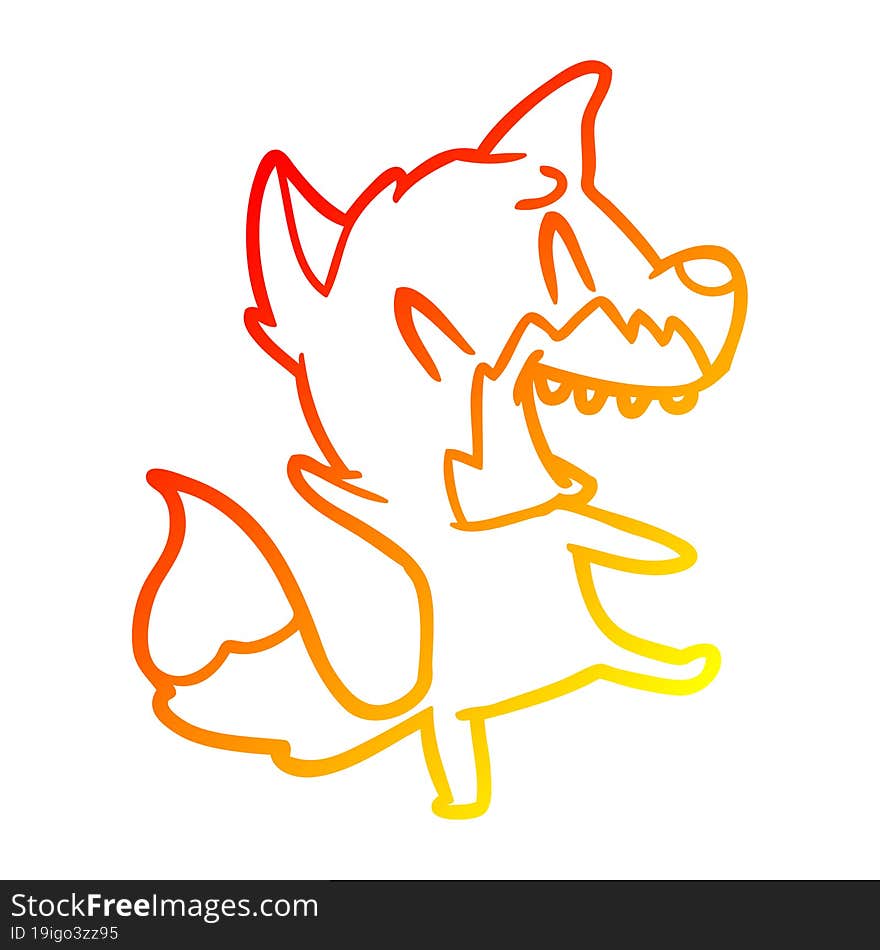 warm gradient line drawing of a laughing fox cartoon