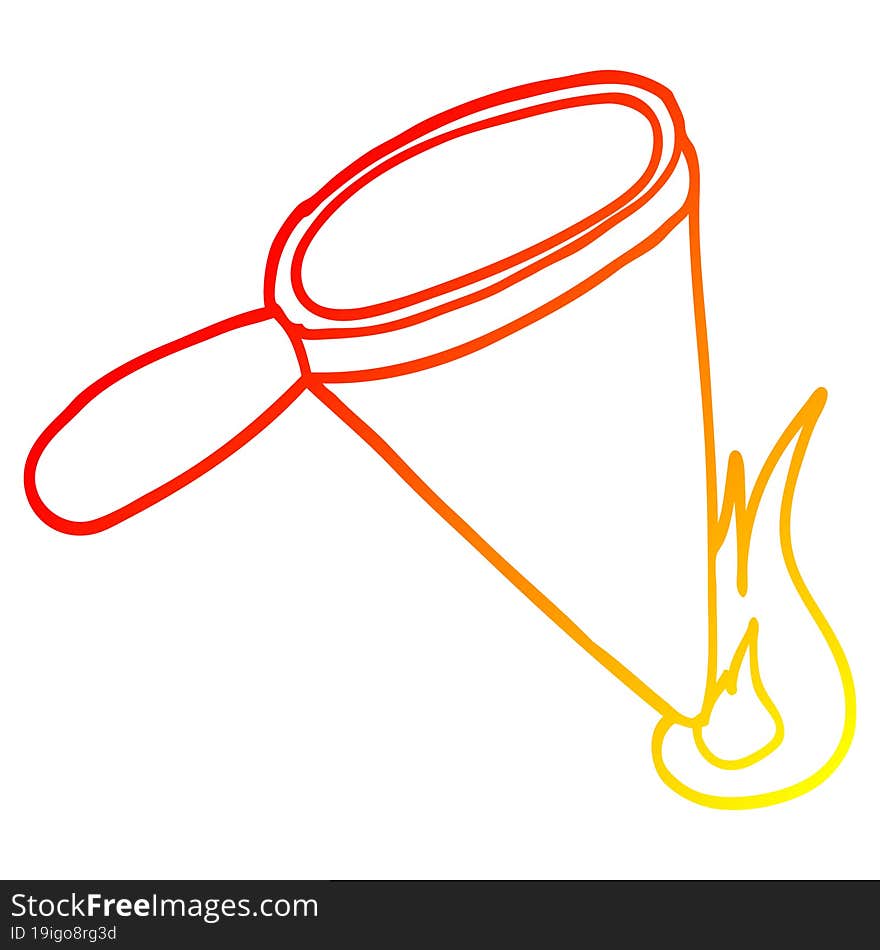 Warm Gradient Line Drawing Cartoon Magnifying Glass