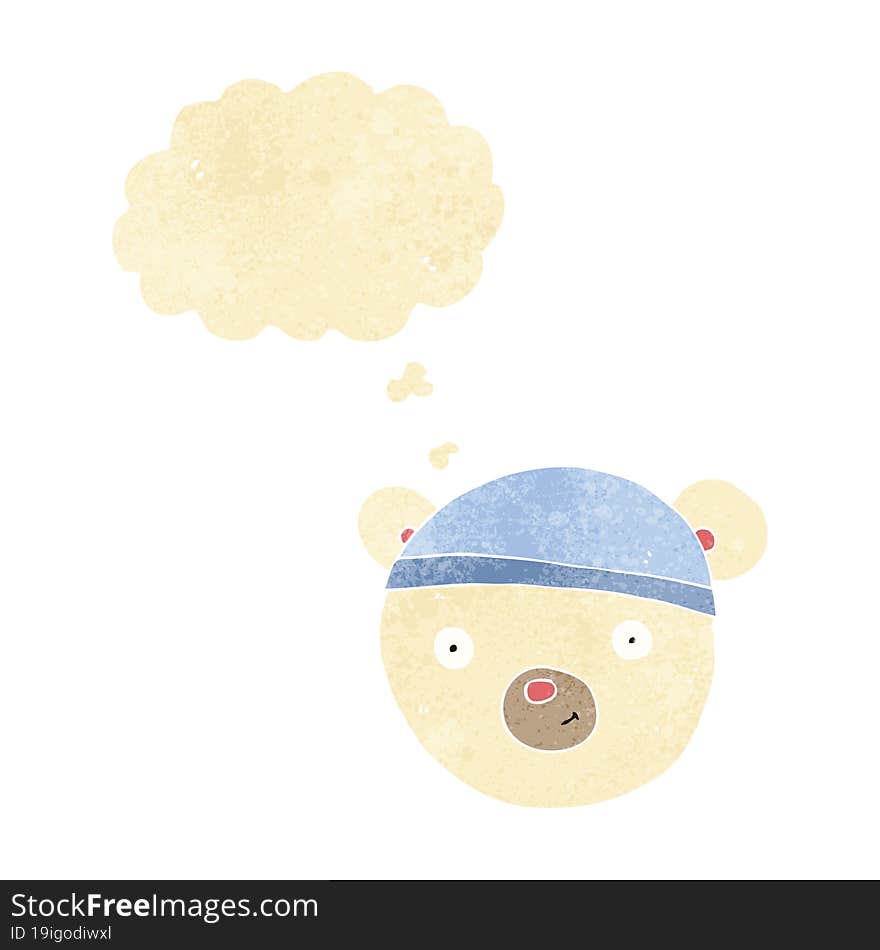 cartoon polar bear face with thought bubble