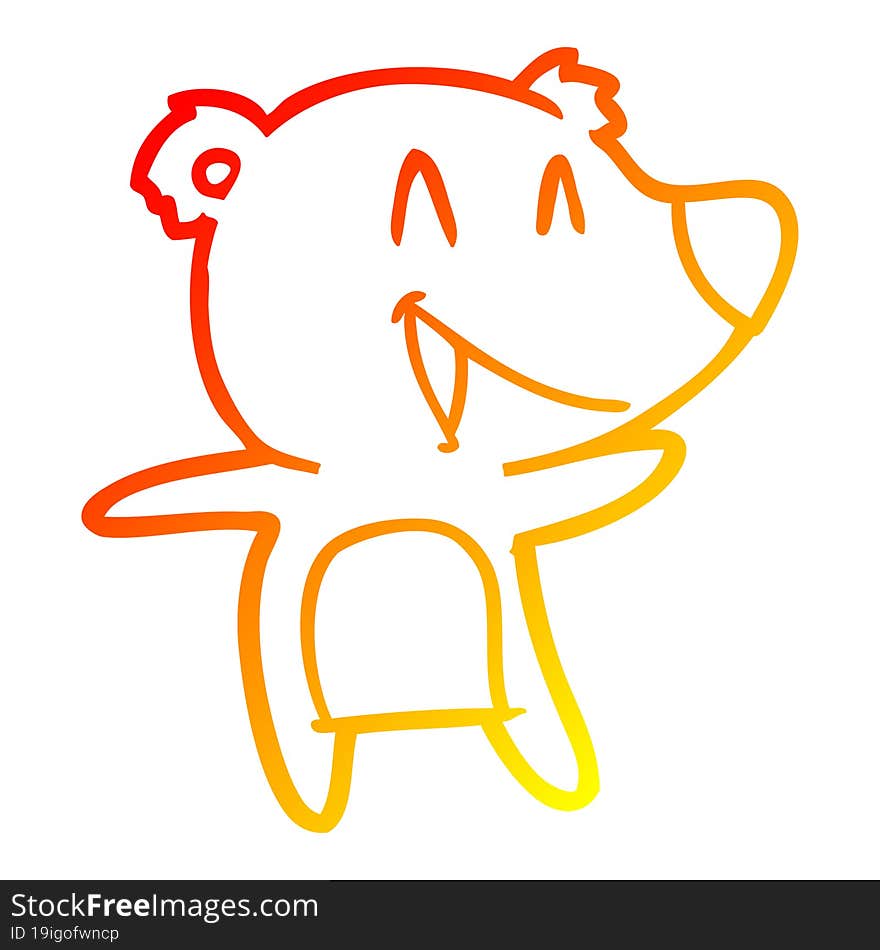 warm gradient line drawing laughing bear cartoon