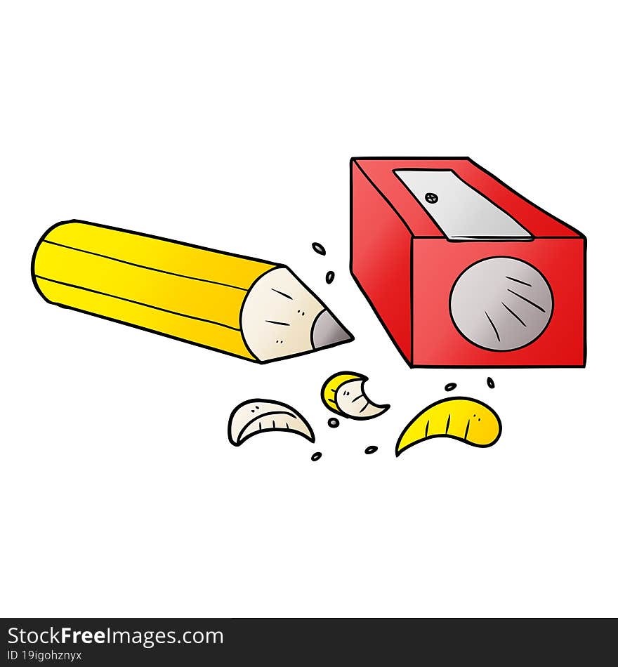 cartoon pencil and sharpener. cartoon pencil and sharpener