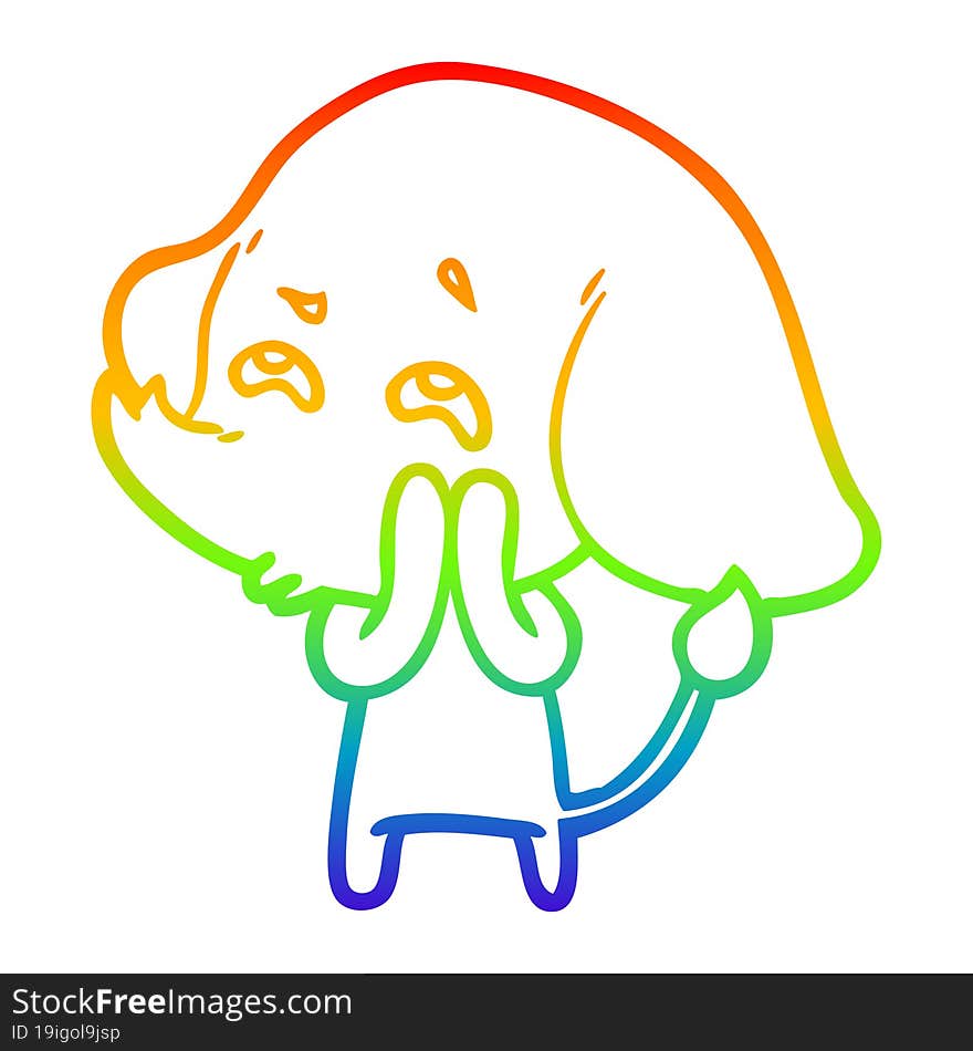 rainbow gradient line drawing cartoon elephant remembering