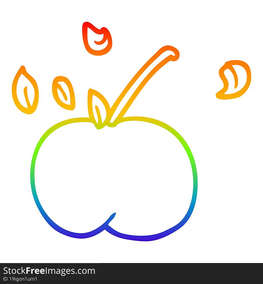 Rainbow Gradient Line Drawing Cartoon Juicy Apple