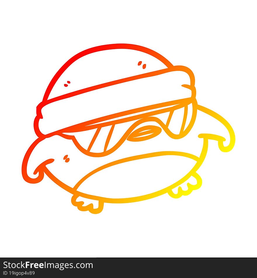 warm gradient line drawing cool christmas robin with sunglasses