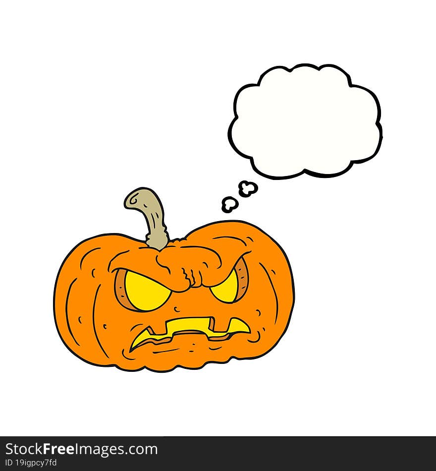 Thought Bubble Cartoon Halloween Pumpkin