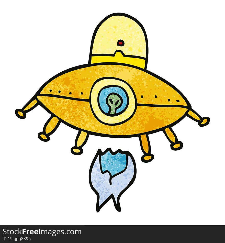 Cartoon Doodle Alien Spaceship