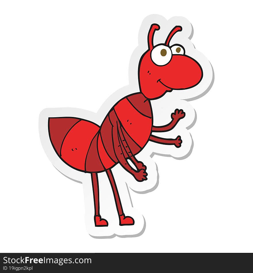 sticker of a cartoon ant