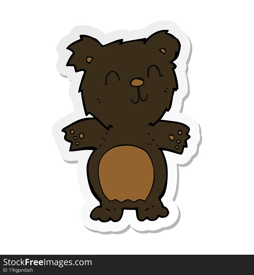 Sticker Of A Cartoon Cute Black Bear Cub