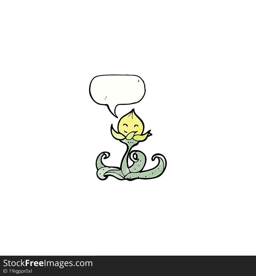 cartoon flower with speech bubble