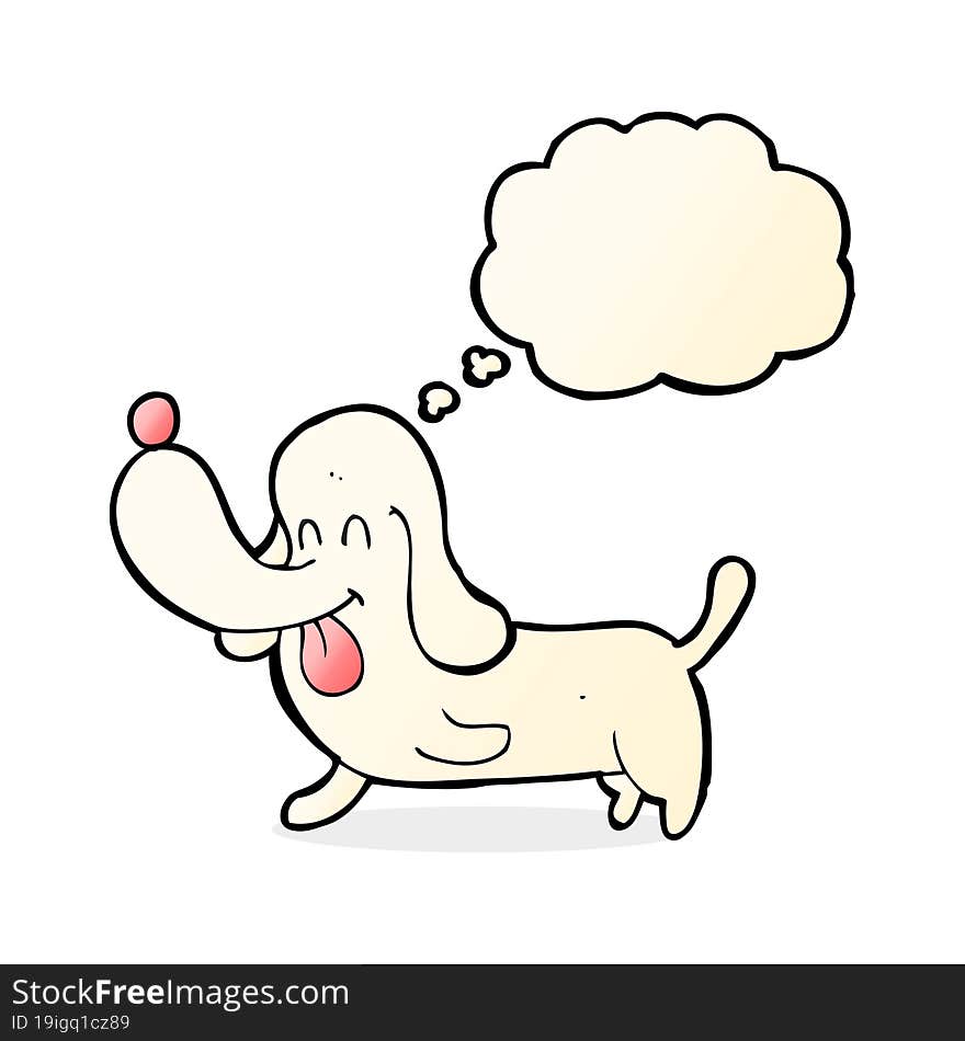 cartoon happy dog with thought bubble