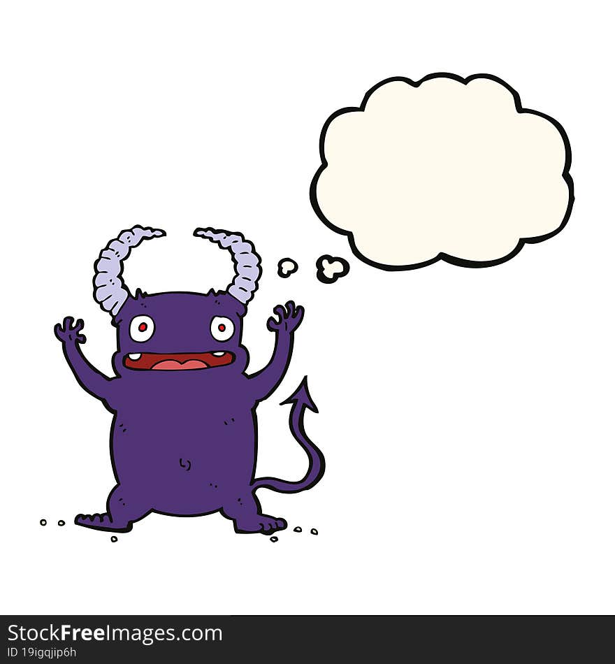 Cartoon Little Devil With Thought Bubble