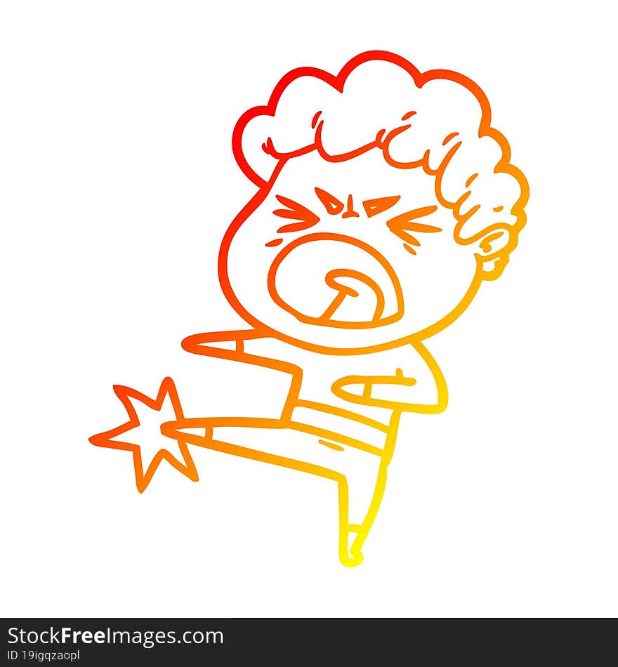 warm gradient line drawing cartoon furious man