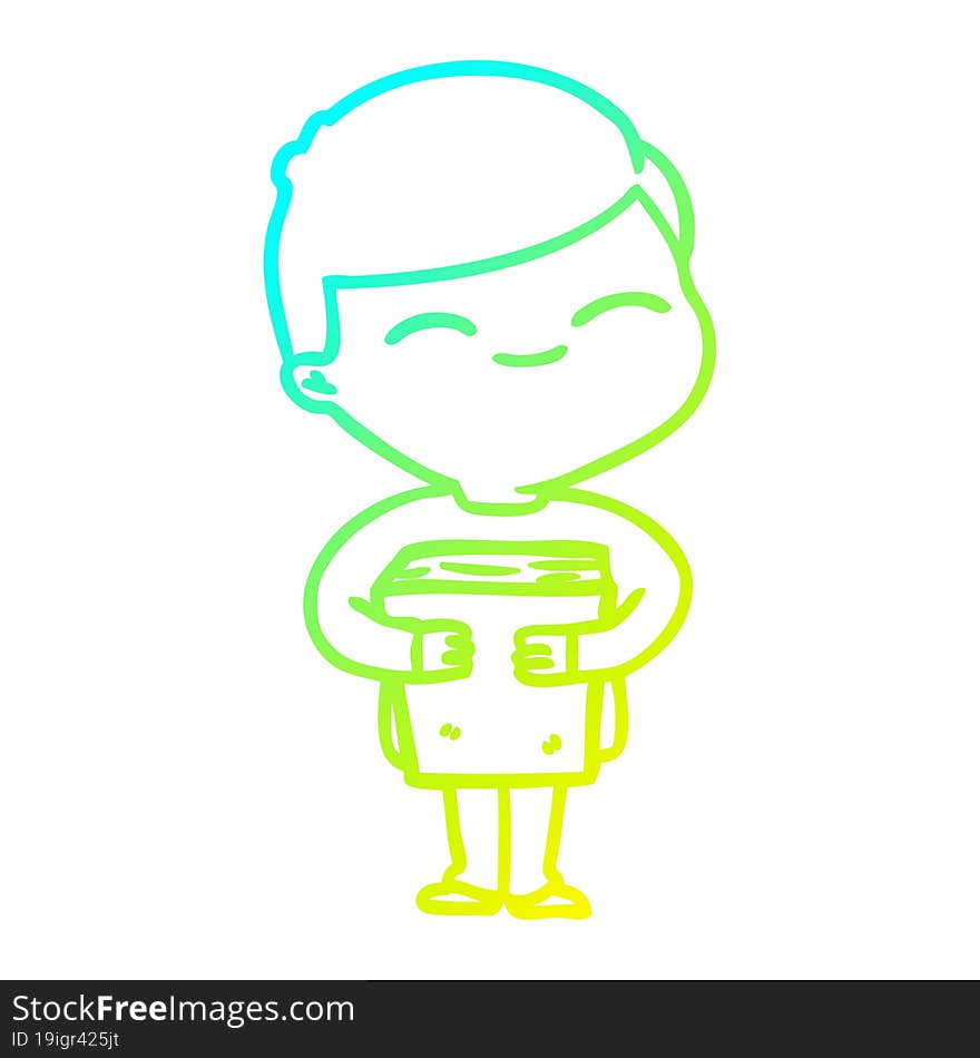 cold gradient line drawing cartoon smiling boy