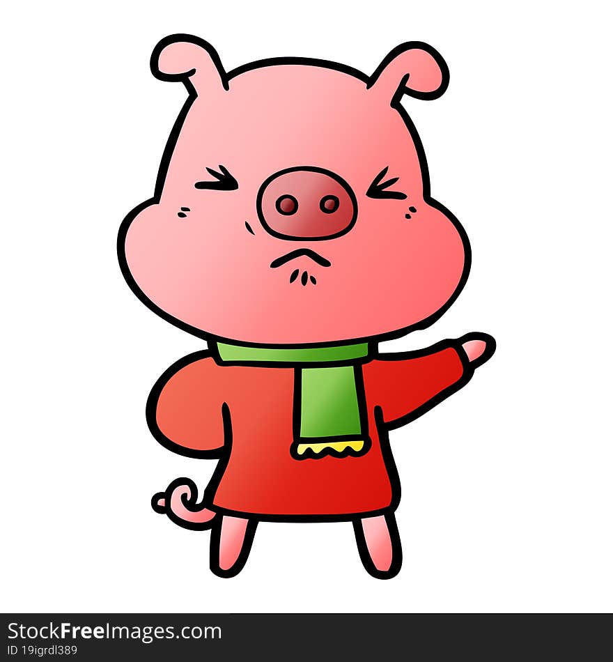 cartoon angry pig. cartoon angry pig