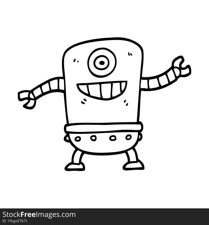 Line Drawing Cartoon Robot