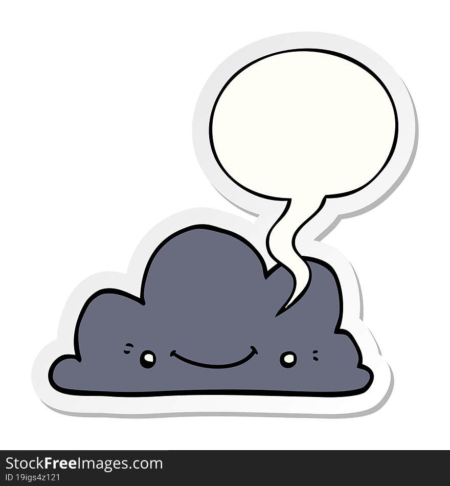 cute cartoon cloud and speech bubble sticker